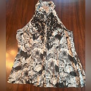 Kenar 100% Silk Halter Neck Floral Blouse - Medium